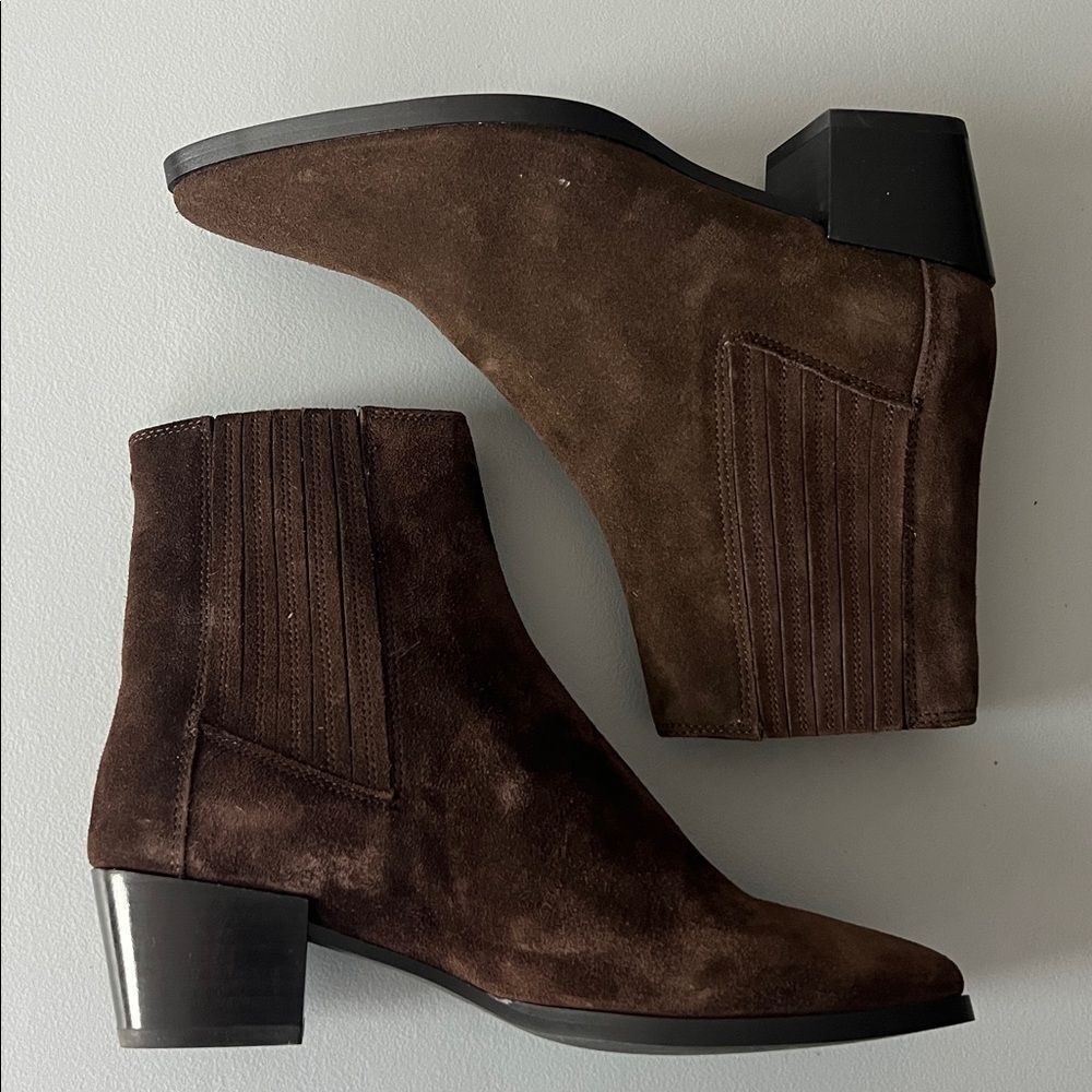 New rag & bone Rover Chelsea Ankle Boot in Mocha Suede Size 38 - Picture 3 of 10